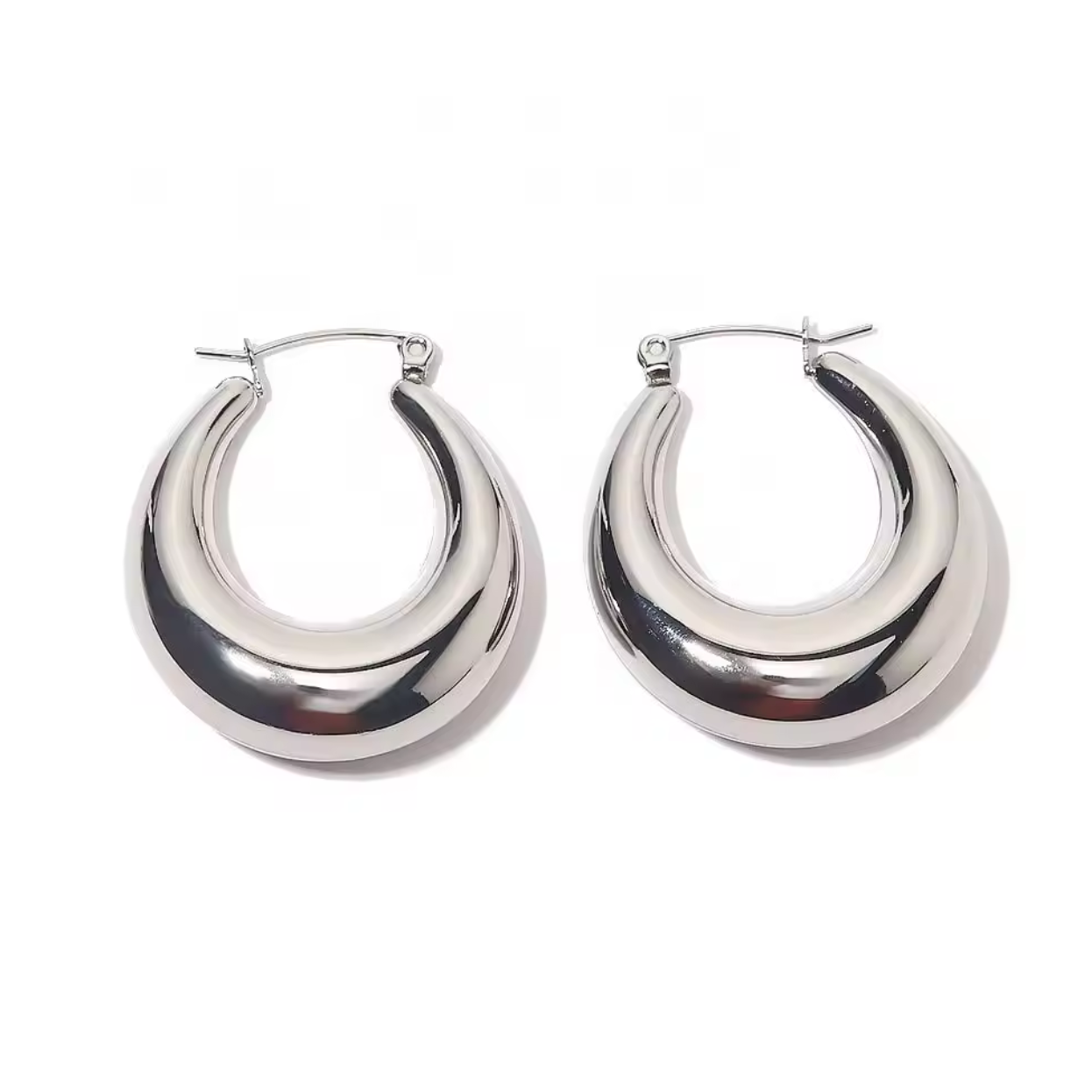 CHUNKY SILVER HOOPS