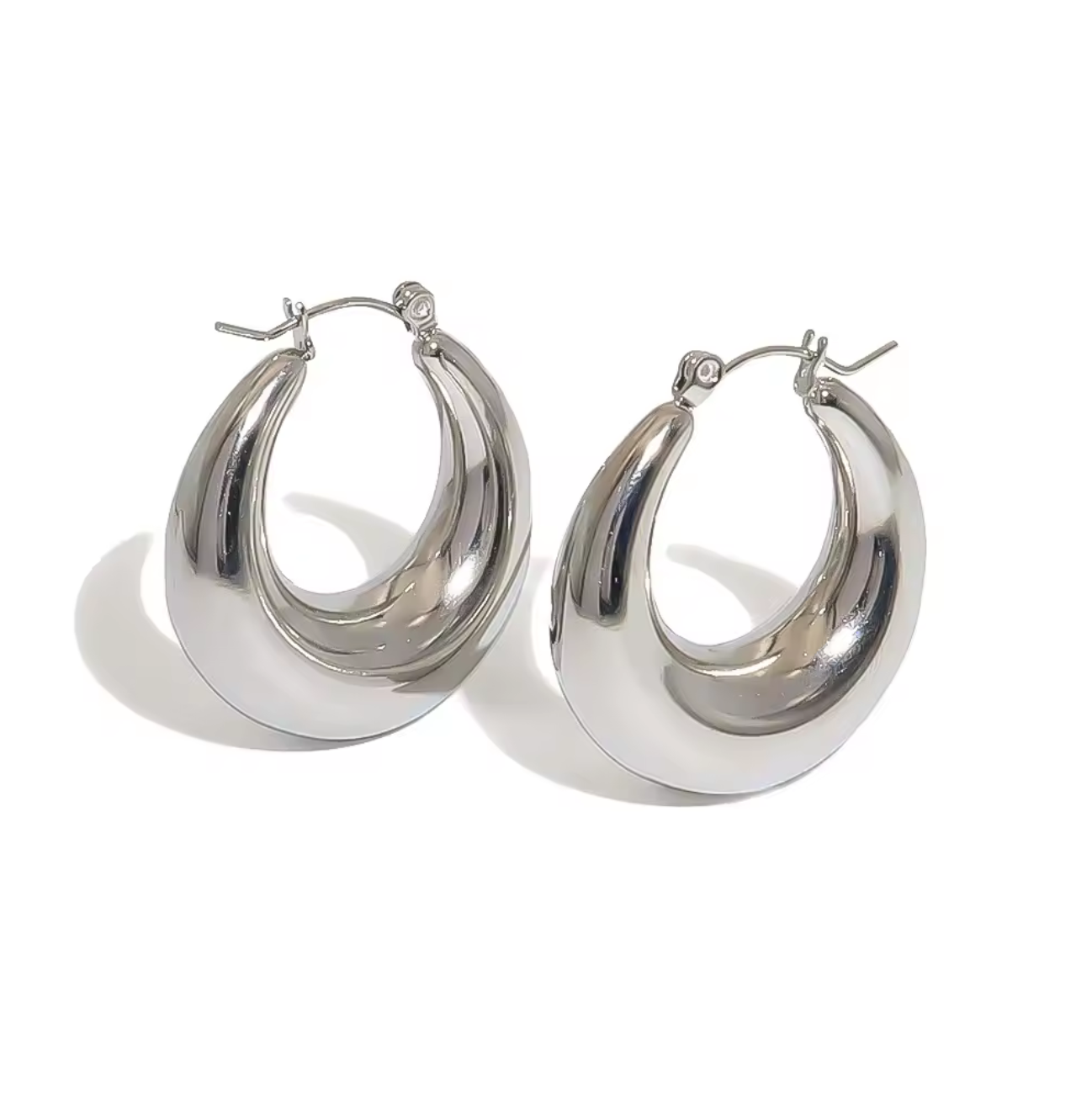 CHUNKY SILVER HOOPS