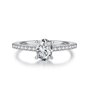 BAGUE MOISSANITE OVALE PAVE 1CT